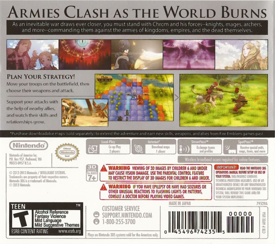 Back Cover for Fire Emblem: Awakening (Nintendo 3DS)