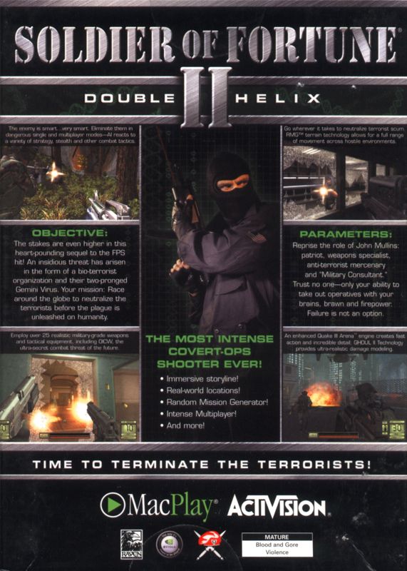 Back Cover for Soldier of Fortune II: Double Helix (Macintosh)