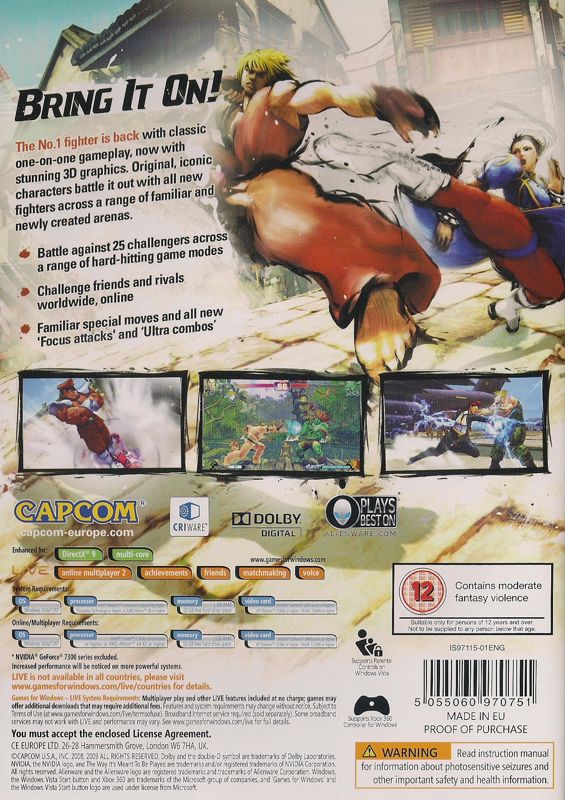 Back Cover for Street Fighter IV (Windows)