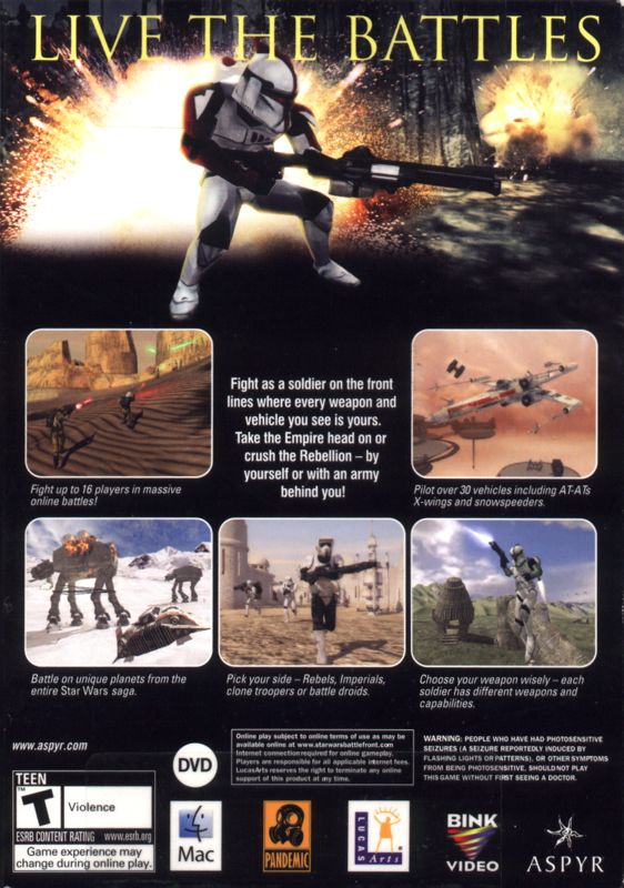 Back Cover for Star Wars: Battlefront (Macintosh)