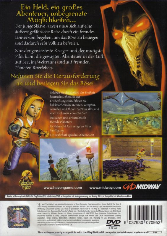 Back Cover for Haven: Call of the King (PlayStation 2)