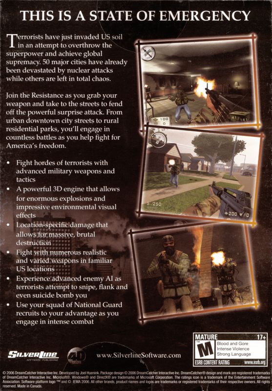 Back Cover for Patriots: A Nation Under Fire (Windows)