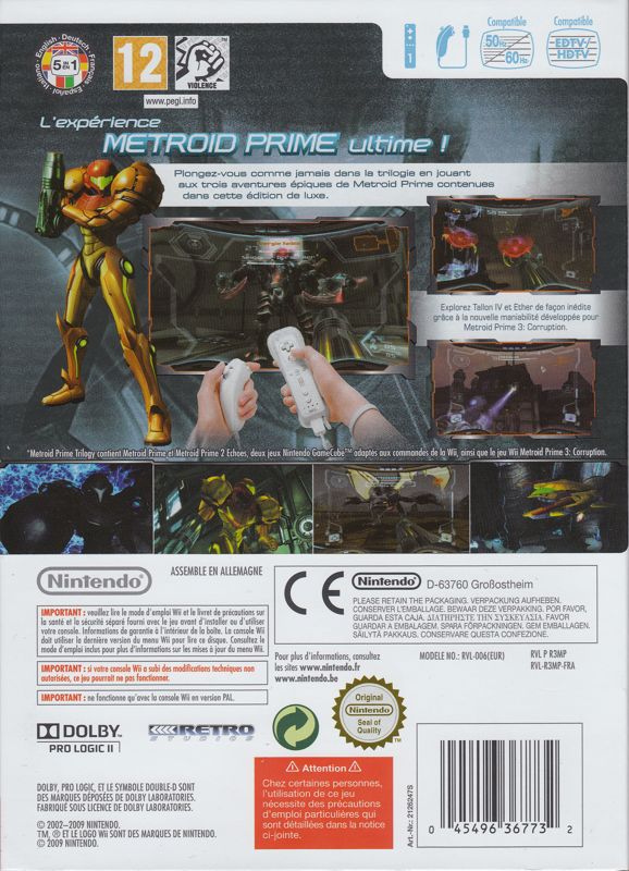 Back Cover for Metroid Prime Trilogy (Wii)