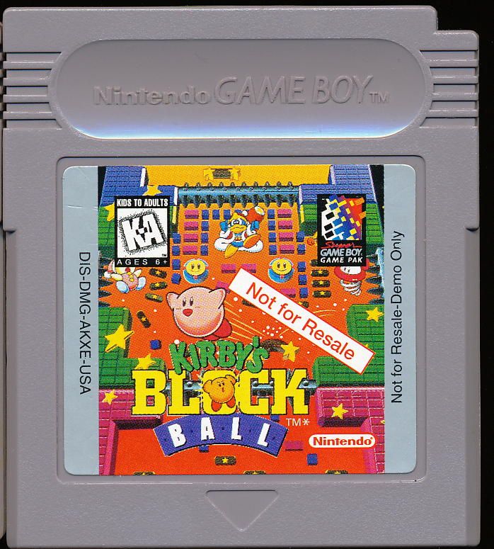 Media for Kirby's Block Ball (Game Boy) (Not for Resale demo kiosk cartridge)