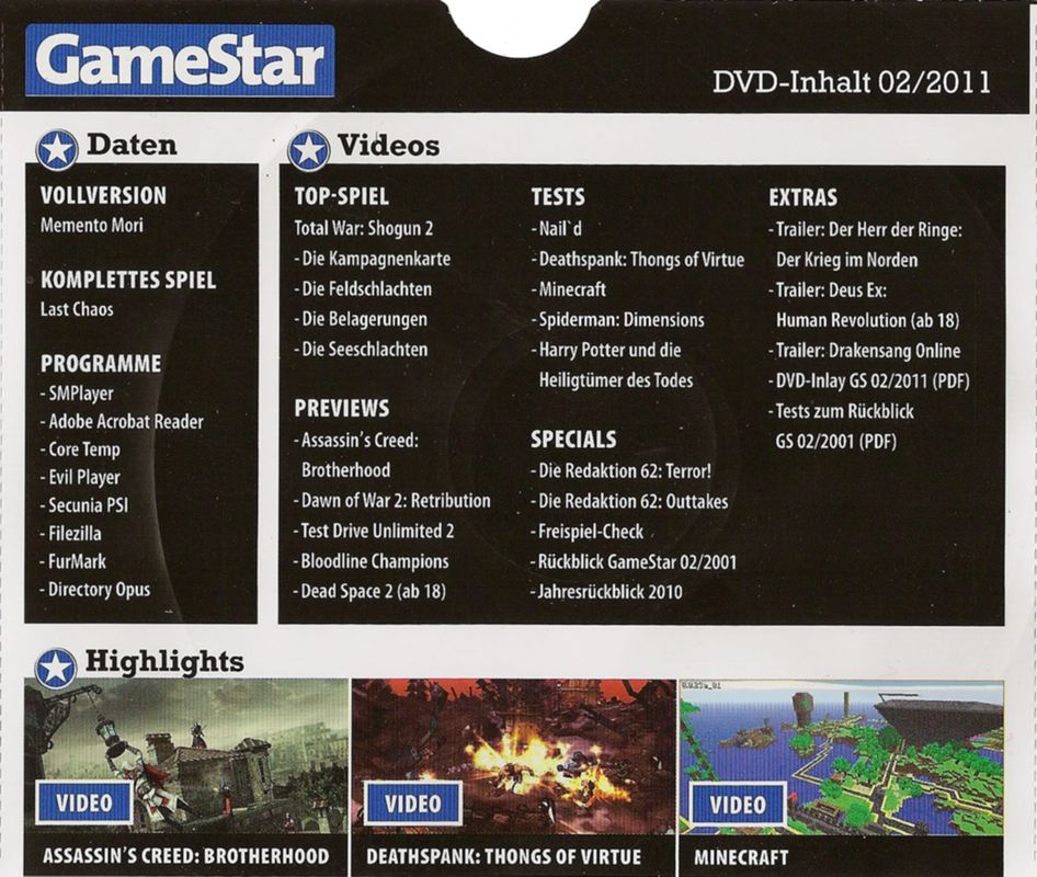 Other for Memento Mori (Windows) (GameStar 02/2011 covermount): Slipcase - Back