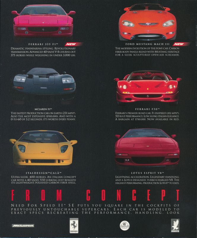 Inside Cover for Need for Speed II: SE (Windows): Front