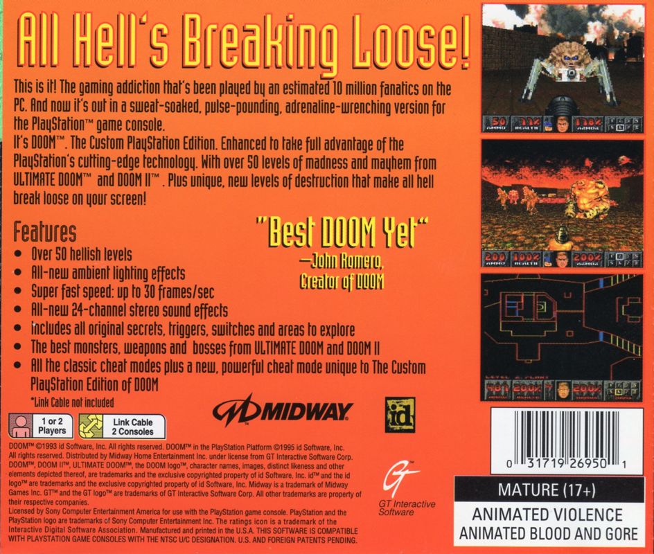 Back Cover for Doom (PlayStation) (Greatest Hits release)