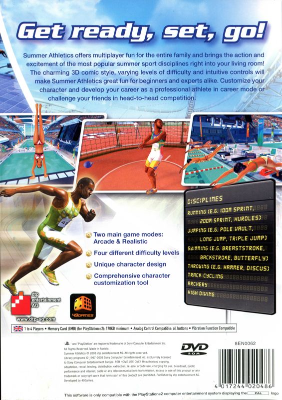 Back Cover for Summer Athletics: The Ultimate Challenge (PlayStation 2)