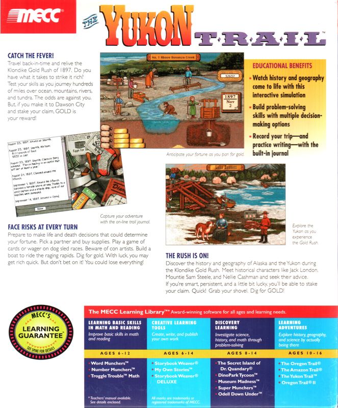 Back Cover for The Yukon Trail (Windows 16-bit) (Floppy edition)