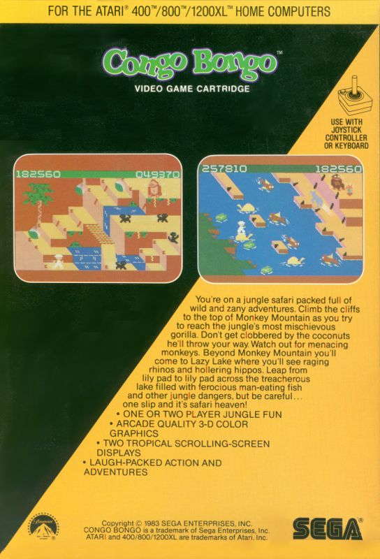 Back Cover for Congo Bongo (Atari 8-bit)
