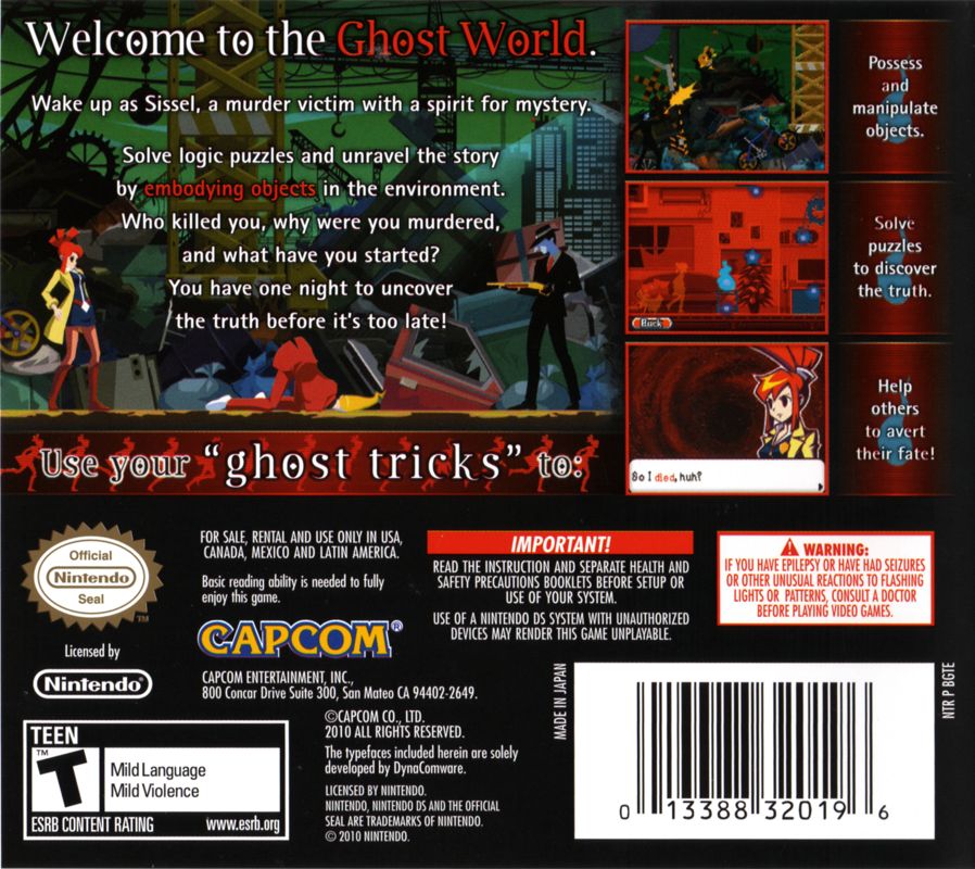 Ghost Trick Phantom Detective Cover Or Packaging Material Mobygames