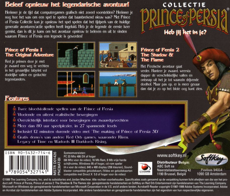 Back Cover for Prince of Persia Collection (Windows) (SoftKey release)
