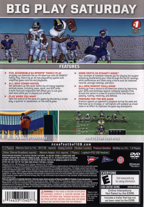 ncaa football 09 playstation 2