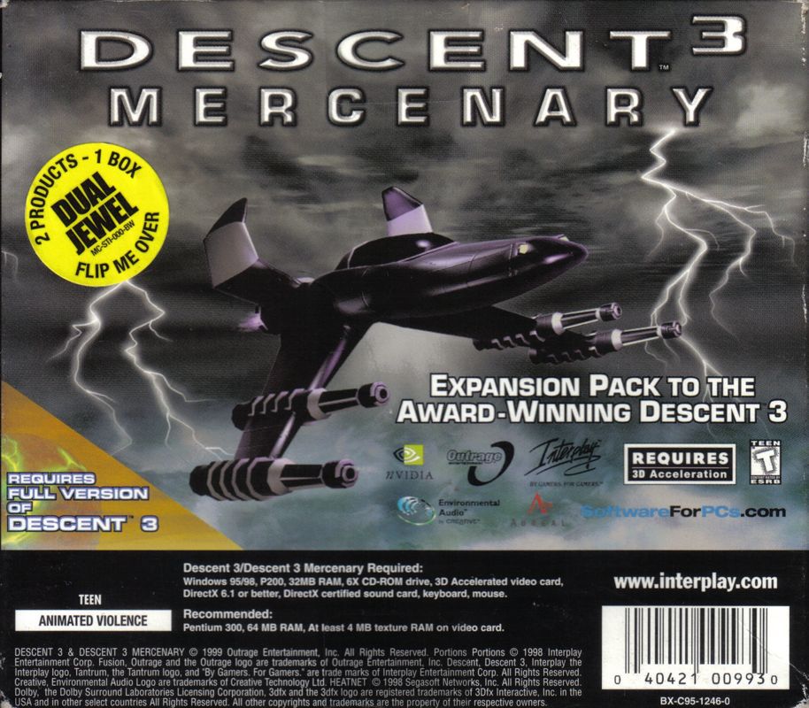 Back Cover for Descent³ / Descent³: Mercenary (Windows)