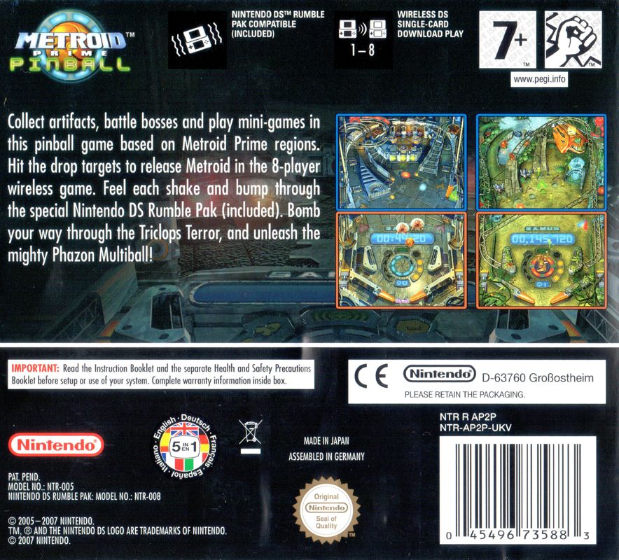 Back Cover for Metroid Prime Pinball (Nintendo DS)