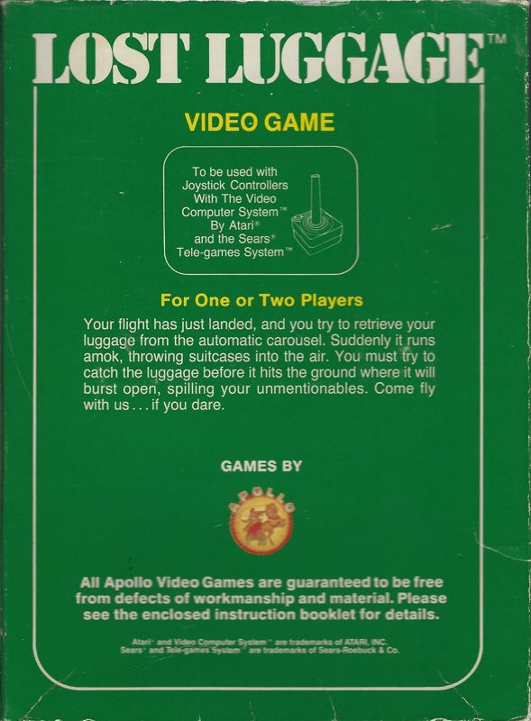 Back Cover for Lost Luggage (Atari 2600)