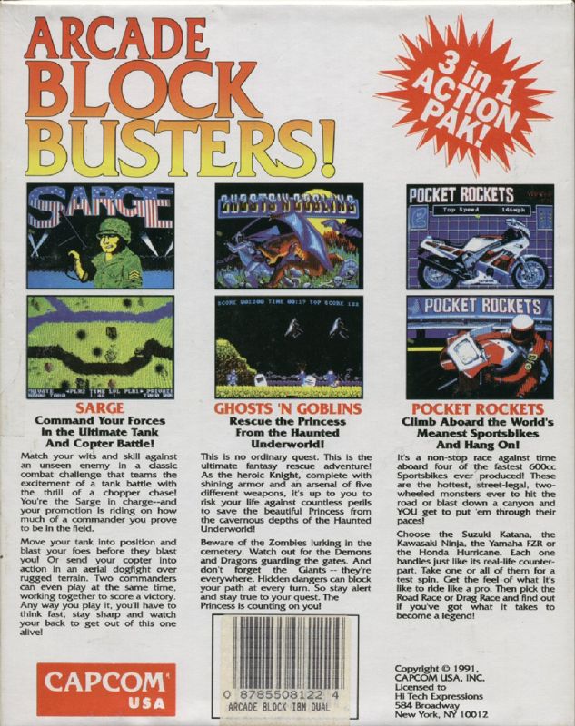 Back Cover for Arcade Blockbusters! (DOS)