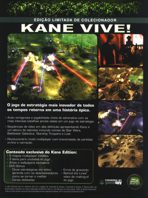 Back Cover for Command & Conquer 3: Tiberium Wars (Kane Edition) (Windows)