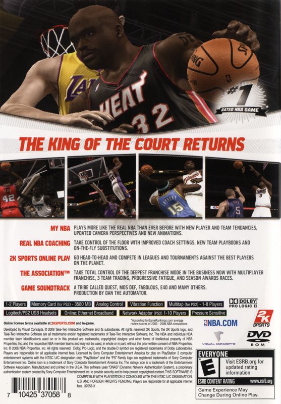 Back Cover for NBA 2K7 (PlayStation 2)