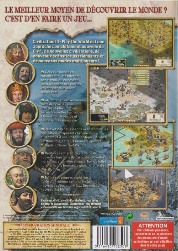 Back Cover for Sid Meier's Civilization III: Play the World (Windows)