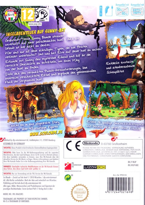Back Cover for So Blonde: Back to the Island (Wii)