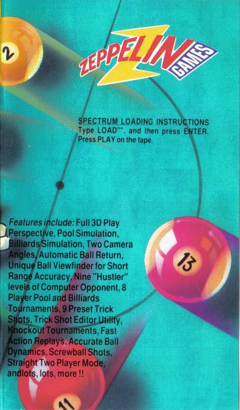 Inside Cover for American 3D Pool (ZX Spectrum)