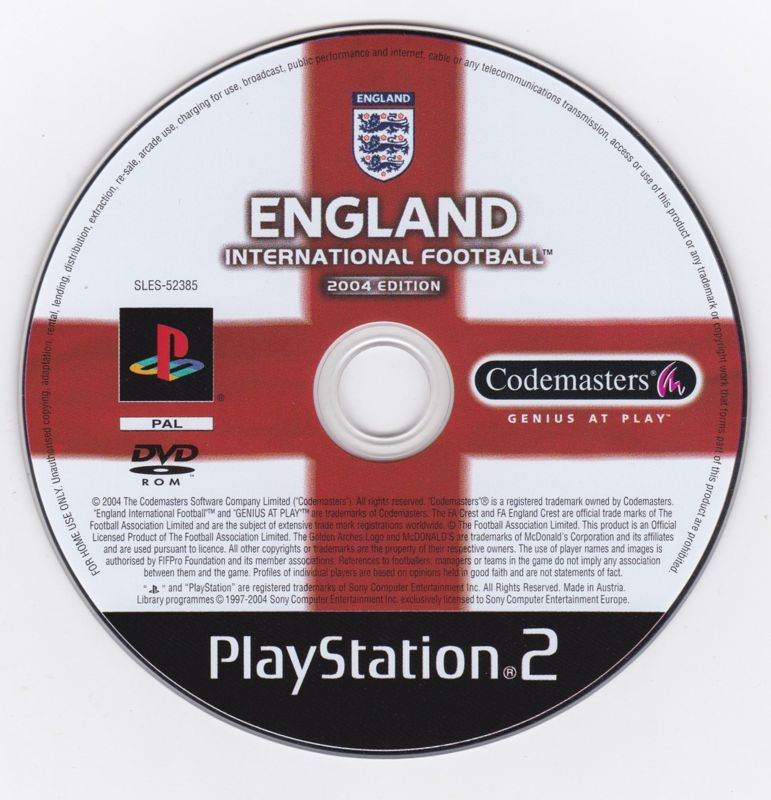 Media for England International Football (PlayStation 2): Game Disc