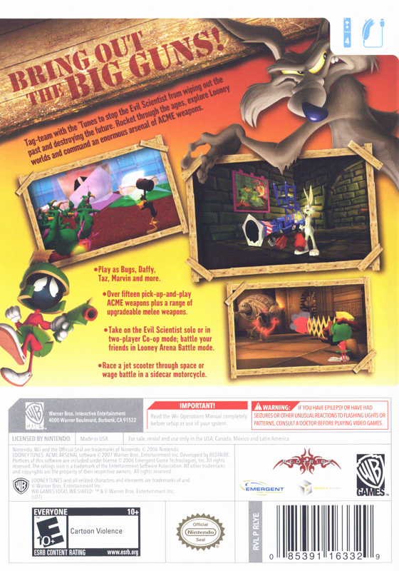 Back Cover for Looney Tunes: Acme Arsenal (Wii)