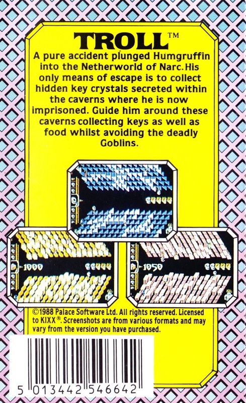Back Cover for Troll (ZX Spectrum) (Kixx release)