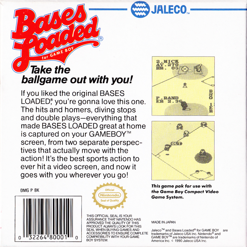 Back Cover for Bases Loaded (Game Boy)