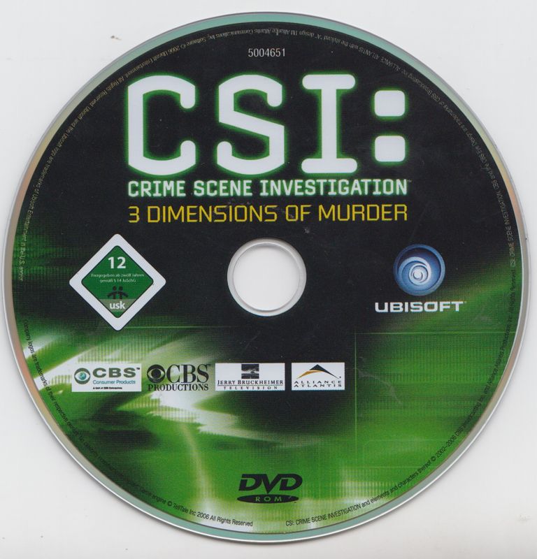 Media for CSI: Crime Scene Investigation - 3 Dimensions of Murder (Windows) ("eXclusive Collection" release (Ubisoft 2007))