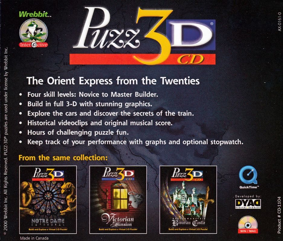 Other for Puzz 3D: The Orient Express (Macintosh and Windows): Jewel Case - Back