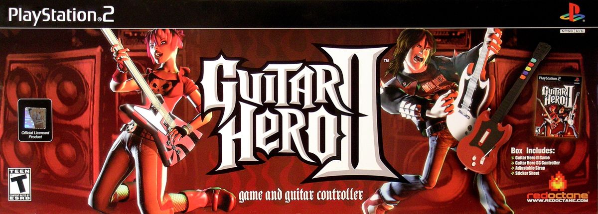 Front Cover for Guitar Hero II (PlayStation 2) (Bundled with Guitar Hero SG controller): Box w/ Guitar Controller & Game