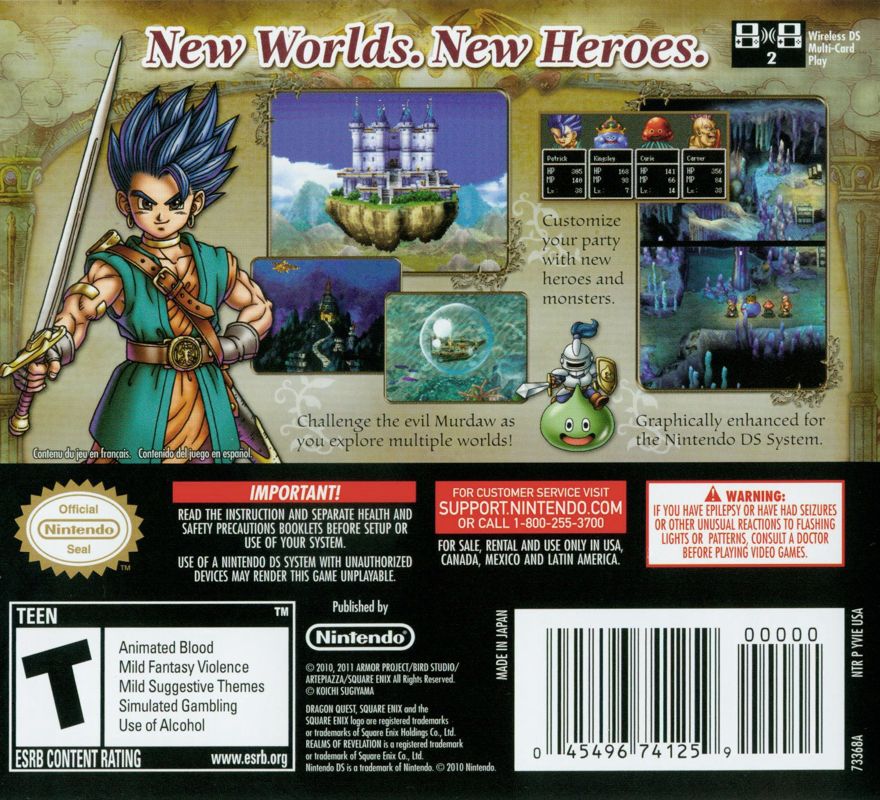 Back Cover for Dragon Quest VI: Realms of Revelation (Nintendo DS)