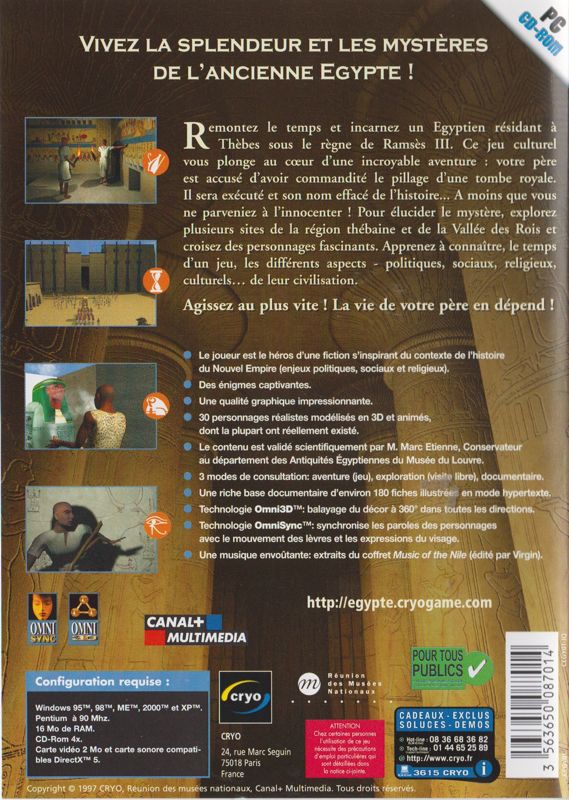 Back Cover for Egypt 1156 B.C.: Tomb of the Pharaoh (Windows) (Keep case release)