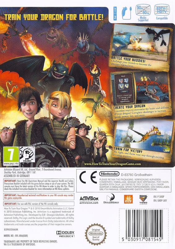 Back Cover for How to Train Your Dragon (Wii)