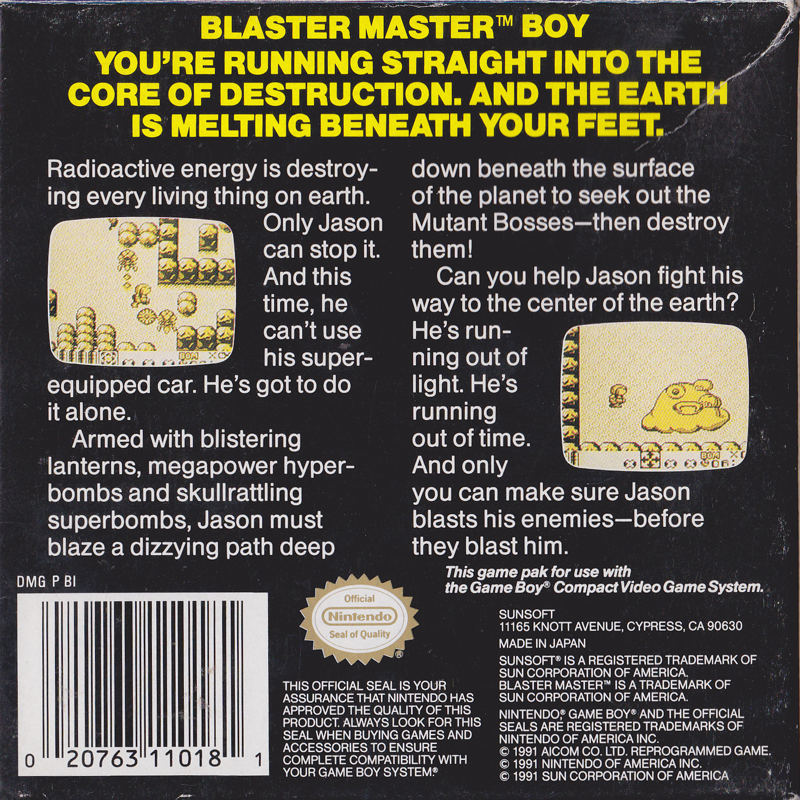 Blaster Master Boy cover or packaging material MobyGames