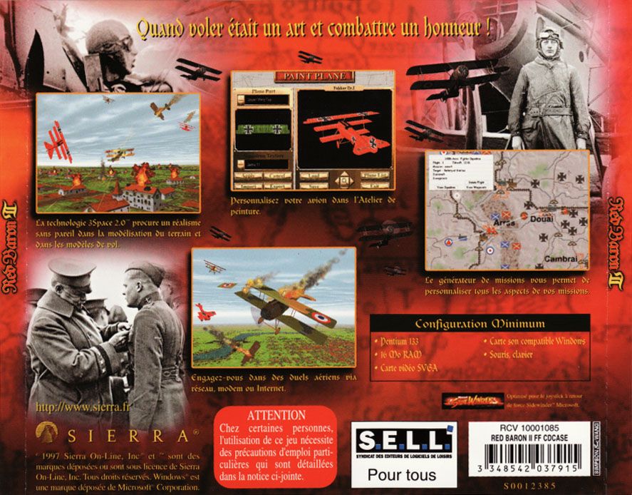 Other for Red Baron II (Windows): Jewel Case - Back