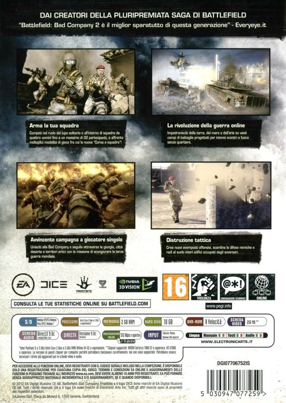 Back Cover for Battlefield: Bad Company 2 (Windows)