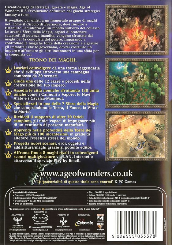 Back Cover for Age of Wonders II: The Wizard's Throne (Windows)