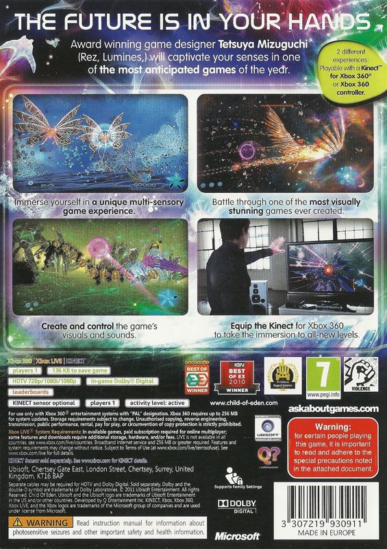 Back Cover for Child of Eden (Xbox 360)