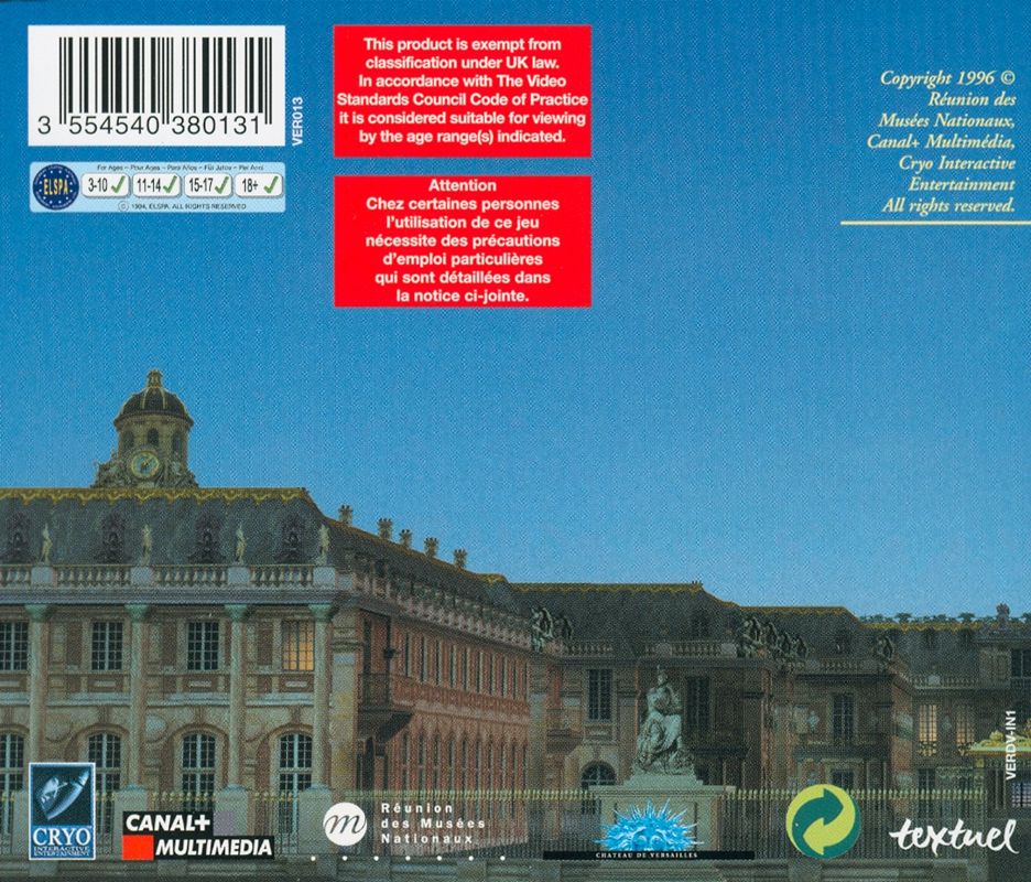 Other for Versailles 1685 (Windows) (DVD version): Jewel Case back