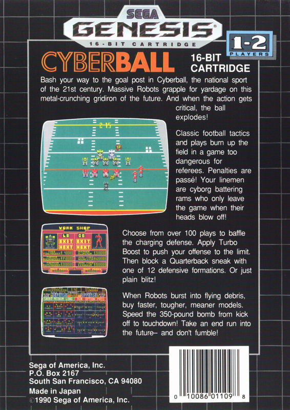 Back Cover for Cyberball (Genesis)