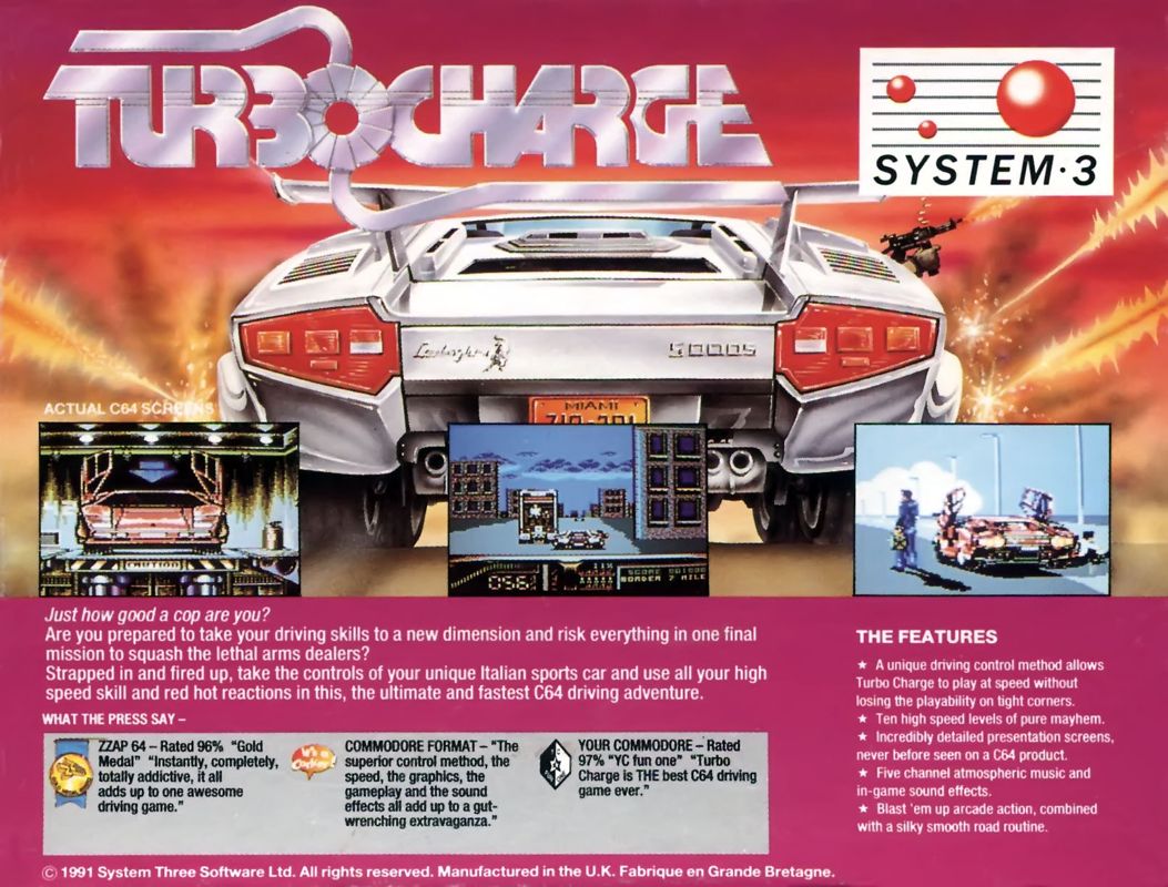Back Cover for Turbo Charge (Commodore 64)
