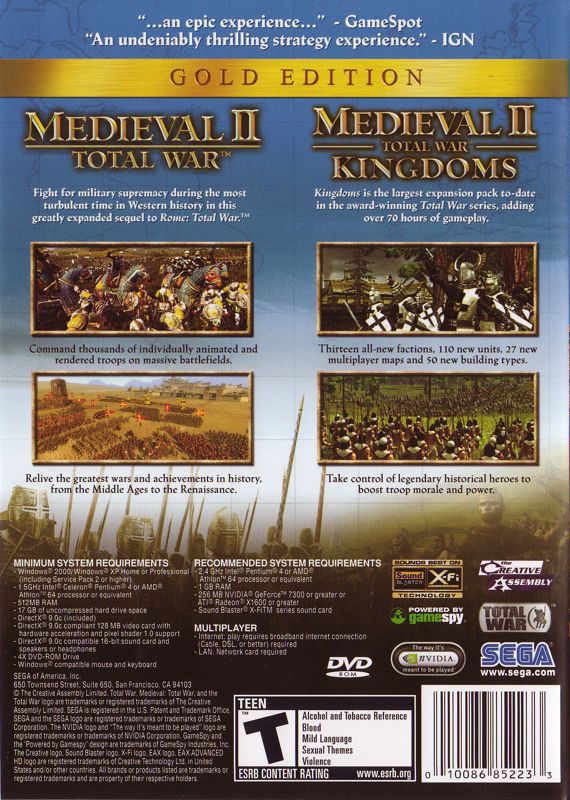 Back Cover for Medieval II: Total War - Gold Edition (Windows)