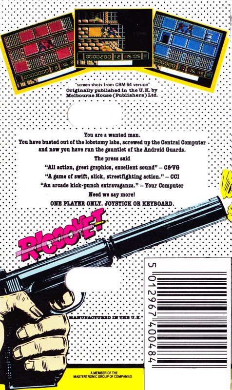 Back Cover for Knuckle Busters (ZX Spectrum) (Ricochet! release)
