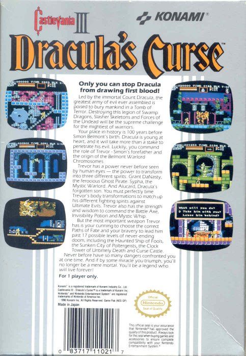 Back Cover for Castlevania III: Dracula's Curse (NES)