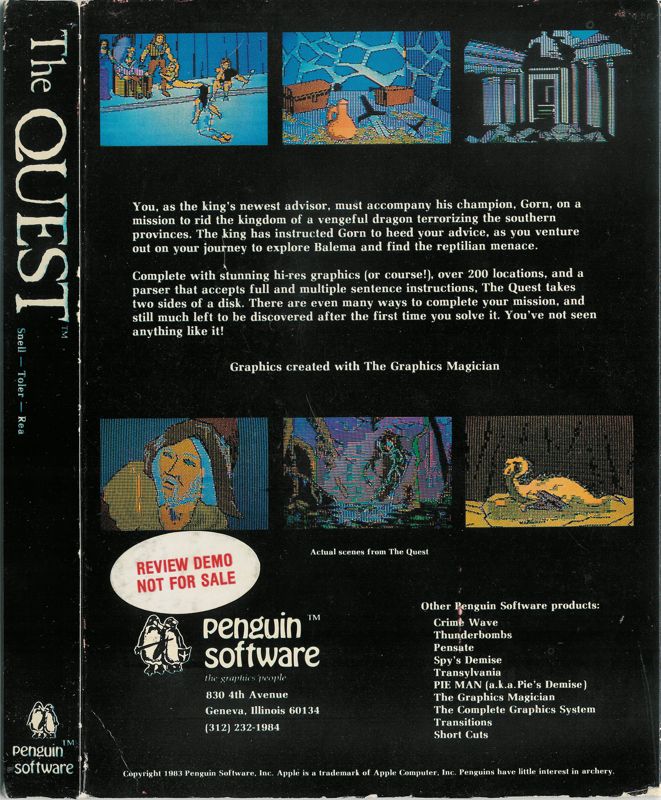 Back Cover for The Quest (Atari 8-bit)