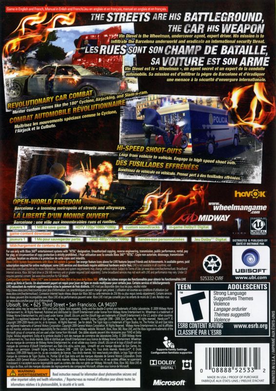 Back Cover for Wheelman (Xbox 360)