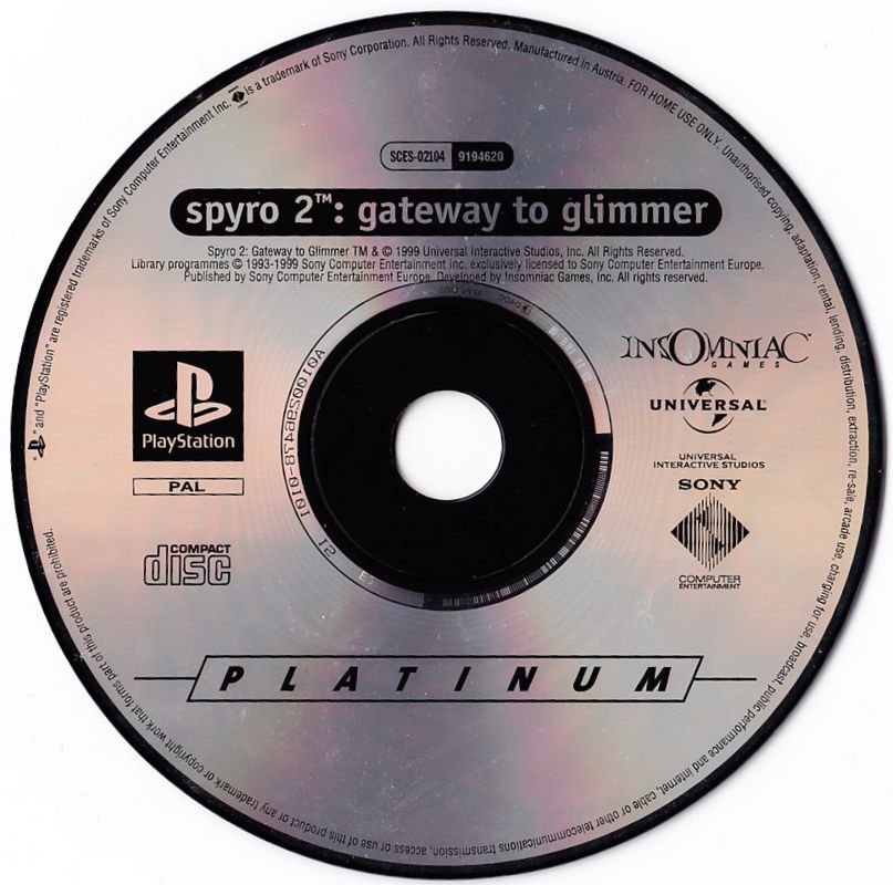Media for Spyro 2: Ripto's Rage! (PlayStation) (Platinum release)